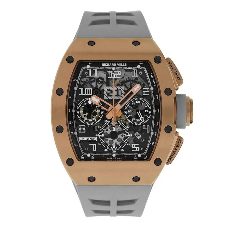 Richard Mille RM011 Replica Rose Gold Flyback Chronograph Grey